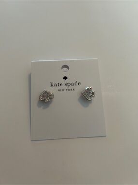 kate spade New York Kids Silver Crystal Spade Stud Earrings